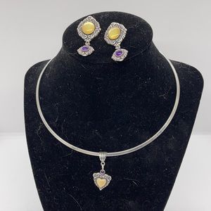 Hearts pendant and earrings set